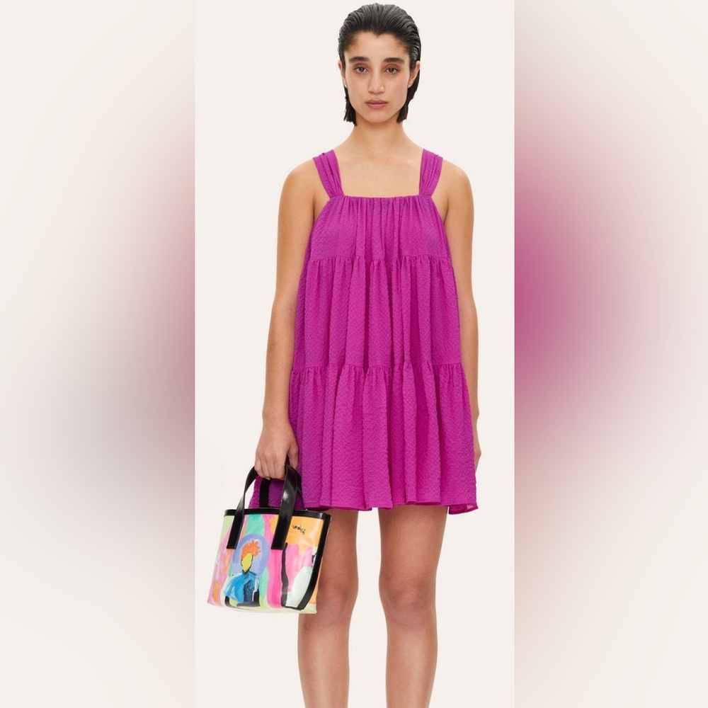 NWOT Stine Goya Benedictine Flamingo Pink Tiered Dress